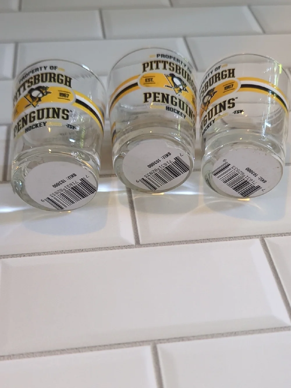 3 Pittsburgh Penguins Shot Glasses From Private Box Seats NEW